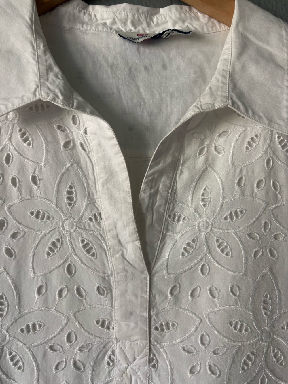 Vineyard Vines White Eyelet Shift Dress 100% Cotton Lined Size 12 - Picture 10 of 12